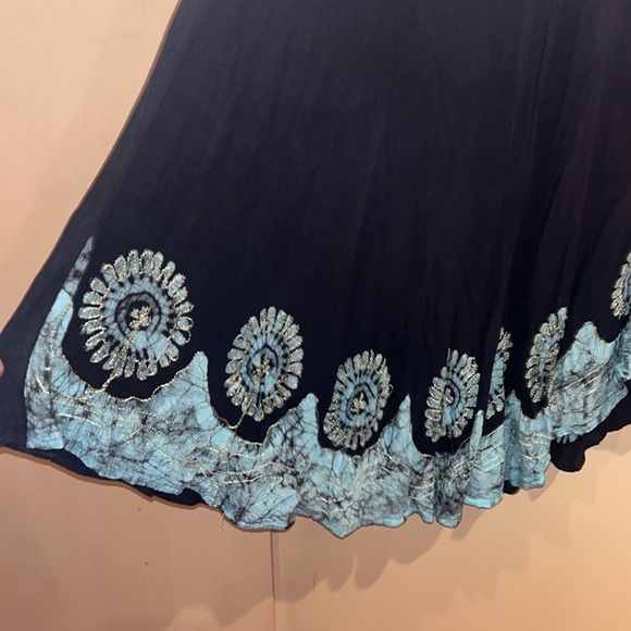 Asha bohemian tye dye dress in black and light blue with embroidery size Free - Picture 3 of 8